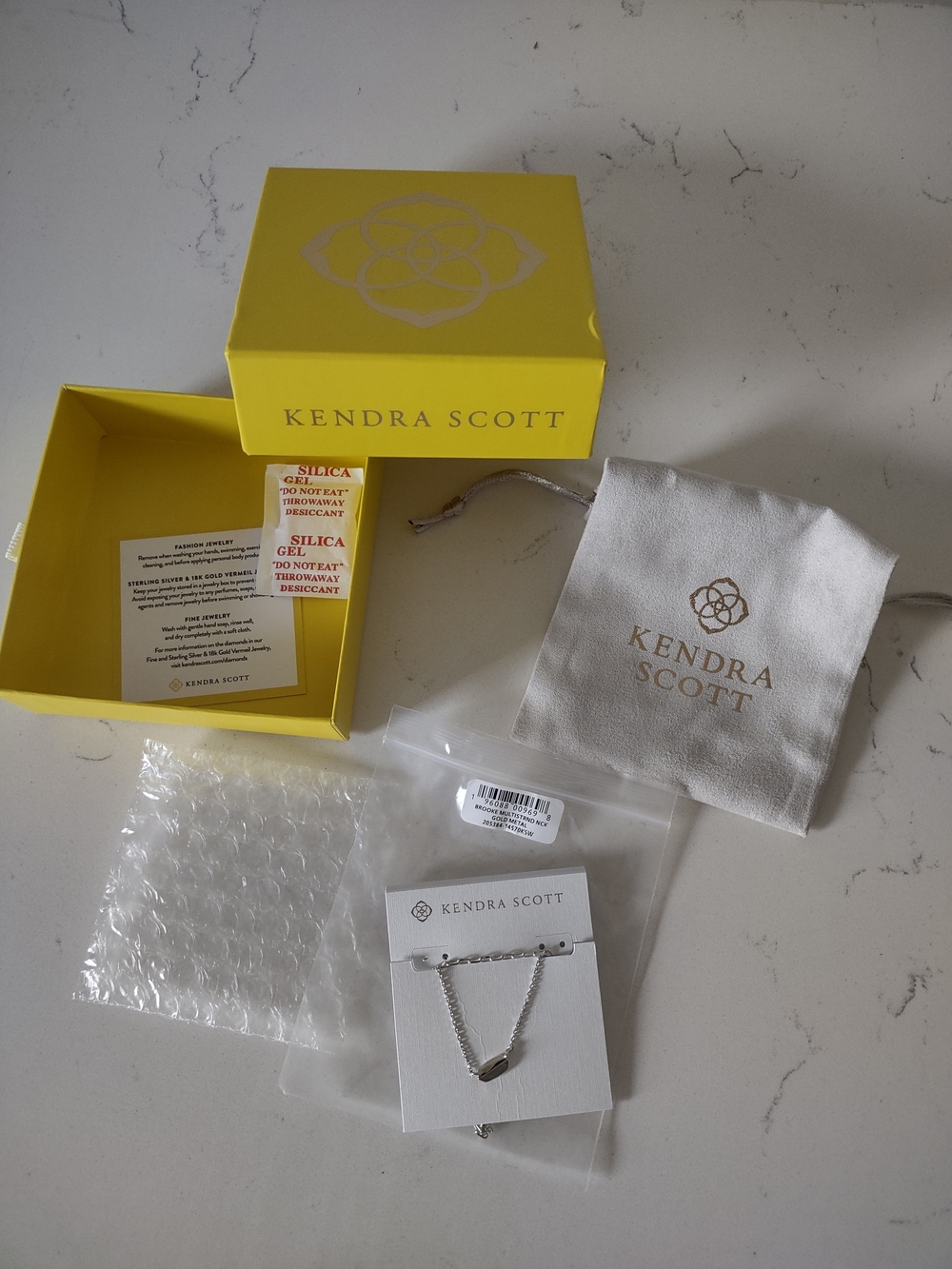 Kendra Scott Brooke Multi Strand Necklace New Rhodium Silver Plated Brass